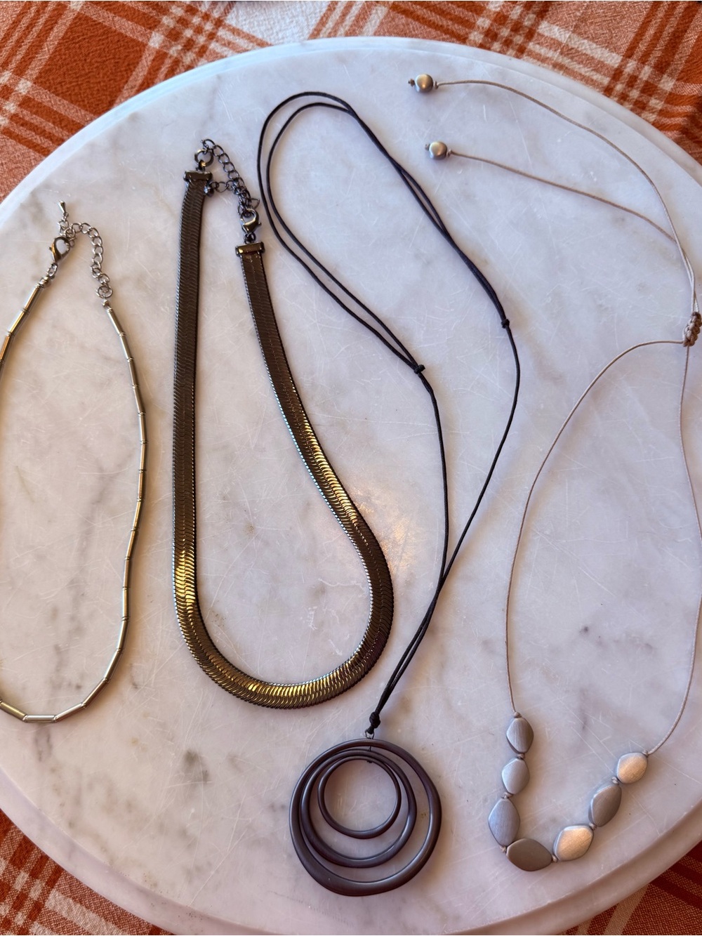 Gunmetal/Silver 4 Necklace Bundle